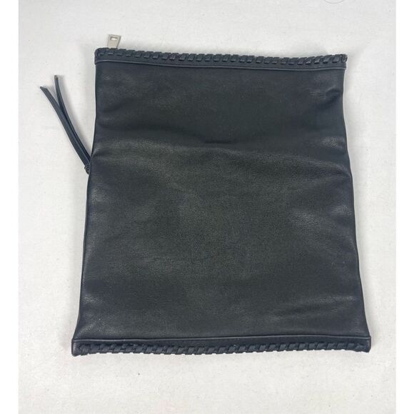 Moda Luxe Black Faux Leather Fold Over Clutch Bag Purse No Crossbody Strap - Picture 3 of 5